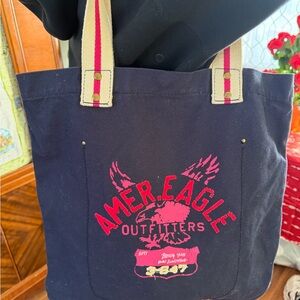 Y2K American Eagle Outfitters Navy and Pink Tote